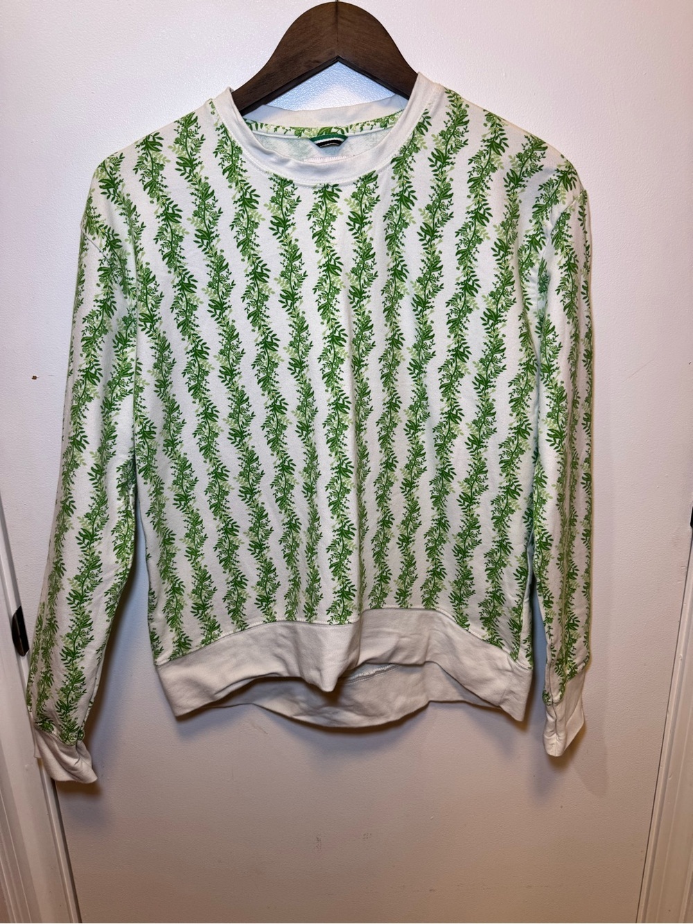 Men's Crewneck Sweater with Green Vine Print